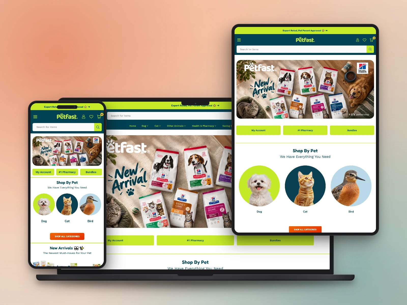 Petfast.shop across desktop, tablet, and mobile devices